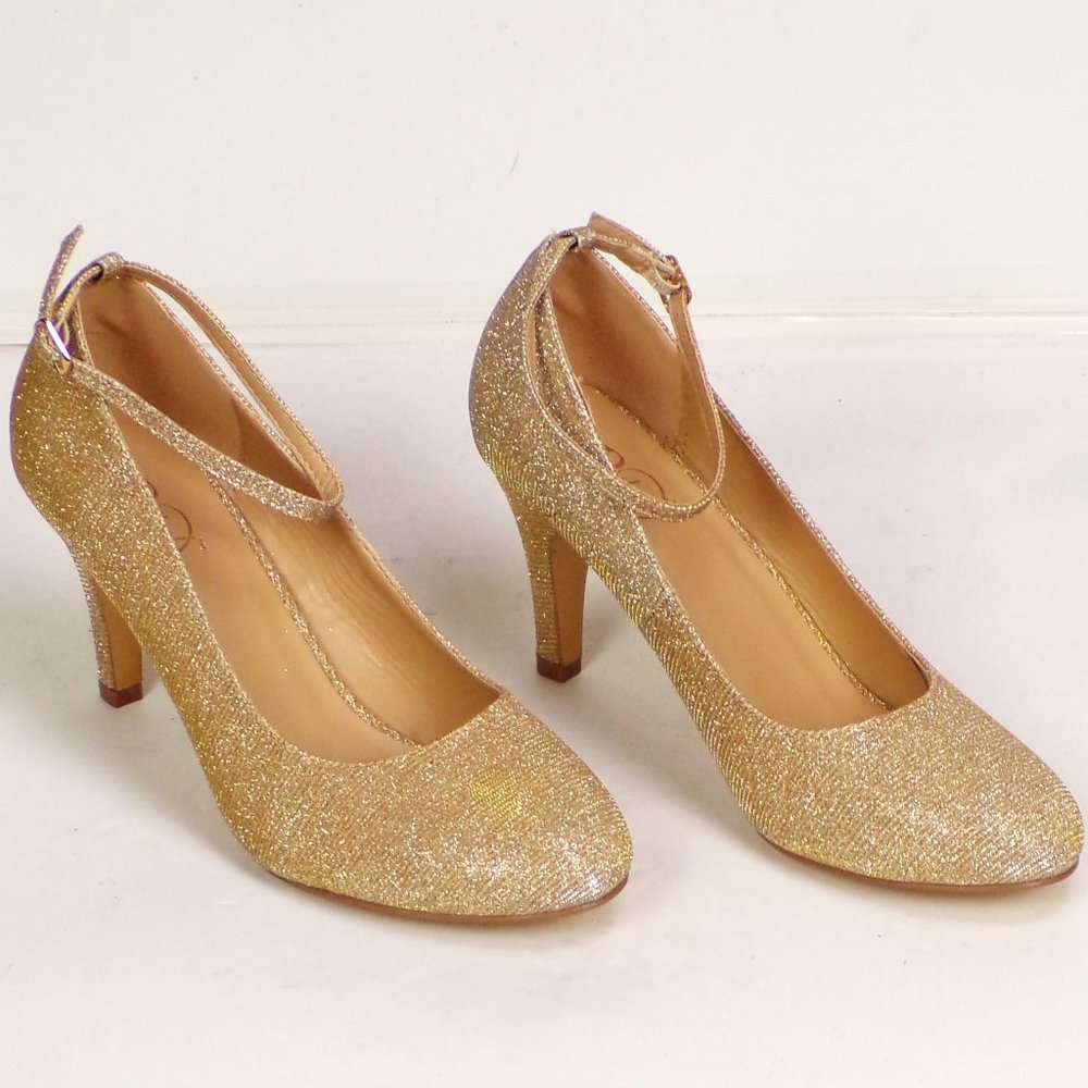 MODERN REBEL size 10 glittery gold party pumps all synthetic materials